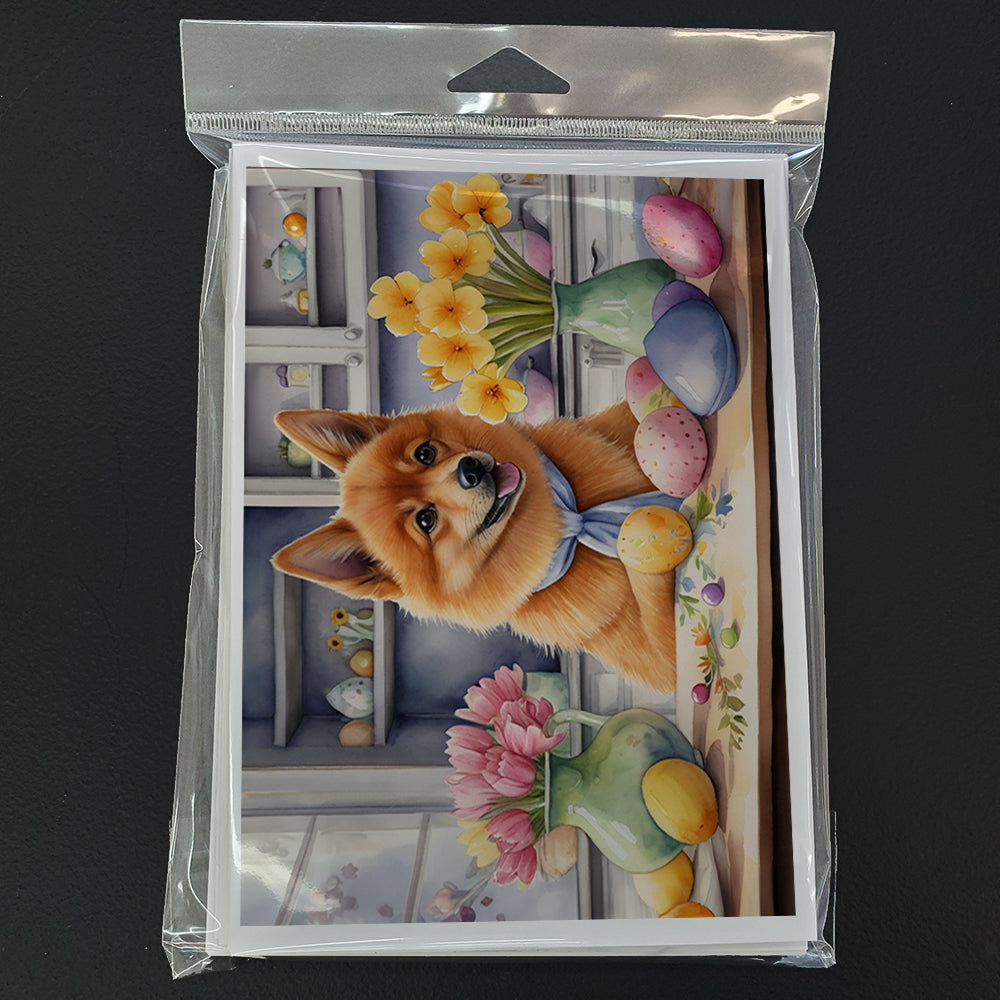 Decorating Easter Finnish Spitz Greeting Cards Pack of 8 Blank Cards with Envelopes Whimsical A7 Size 5x7