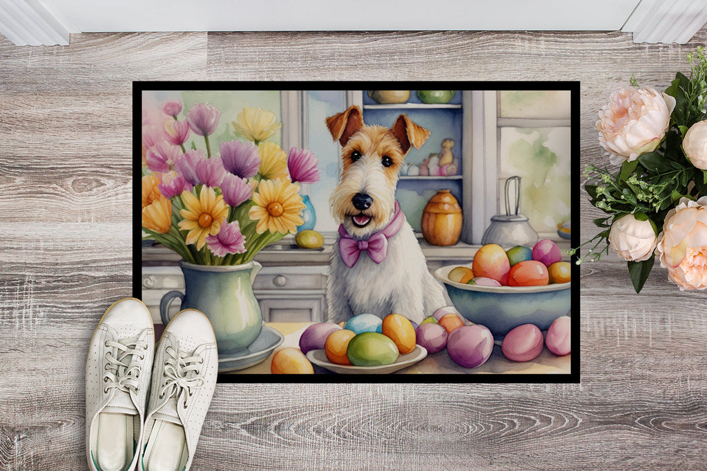 Decorating Easter Fox Terrier Doormat Indoor Outdoor 24H X 36W Front Door Mat Rugs for Entryway, Non Slip Washable Low Pile,