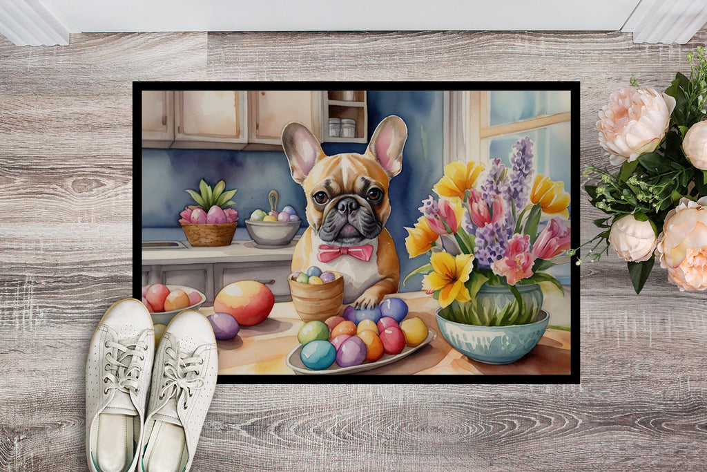 Decorating Easter French Bulldog Doormat Indoor Outdoor 18H X 27W Front Door Mat Rugs for Entryway, Non Slip Washable