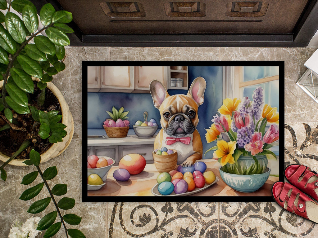Decorating Easter French Bulldog Doormat Indoor Outdoor 18H X 27W Front Door Mat Rugs for Entryway, Non Slip Washable