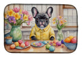 Decorating Easter French Bulldog Dish Drying Mat Absorbent Dish Drying Mat Pad for Kitchen Counter Dish Drainer Mat for Countertop, 14 x 21", Multicolor