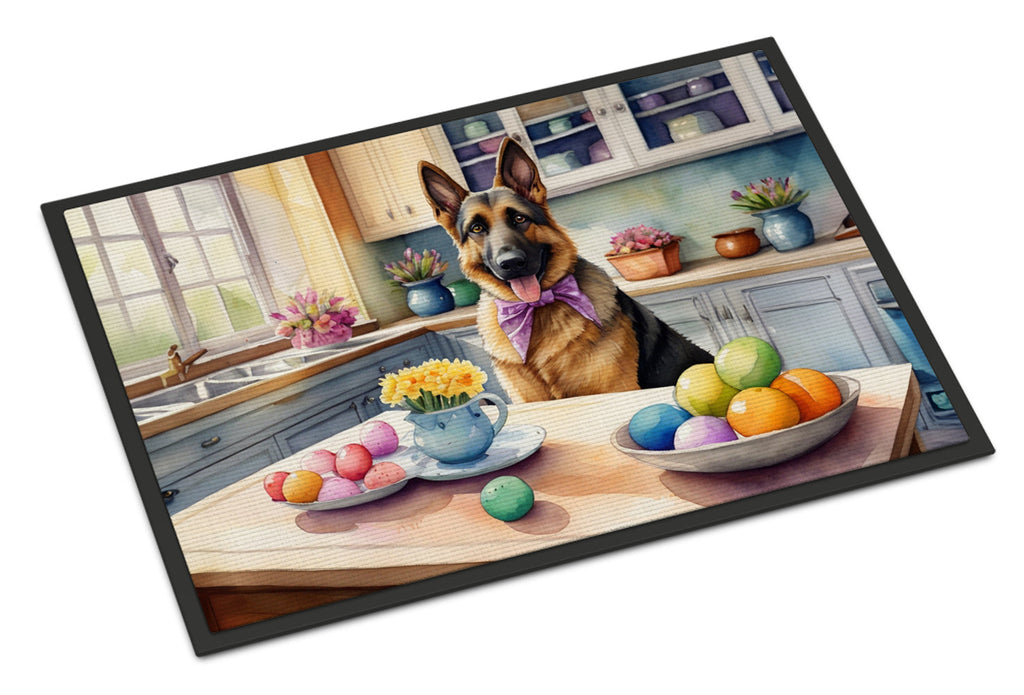 Decorating Easter German Shepherd Doormat Indoor Outdoor 18H X 27W Front Door Mat Rugs for Entryway, Non Slip Washable