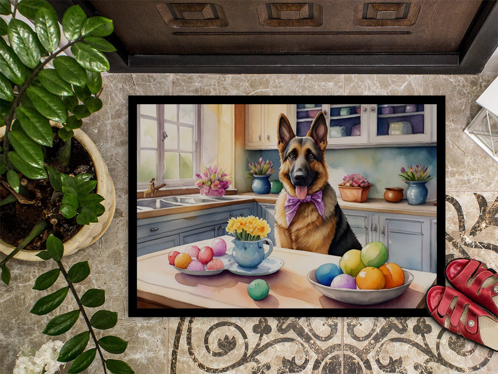 Decorating Easter German Shepherd Doormat Indoor Outdoor 18H X 27W Front Door Mat Rugs for Entryway, Non Slip Washable