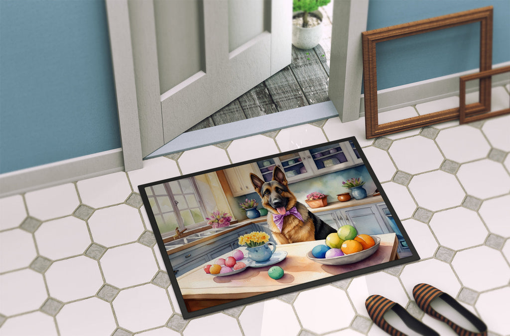 Decorating Easter German Shepherd Doormat Indoor Outdoor 18H X 27W Front Door Mat Rugs for Entryway, Non Slip Washable
