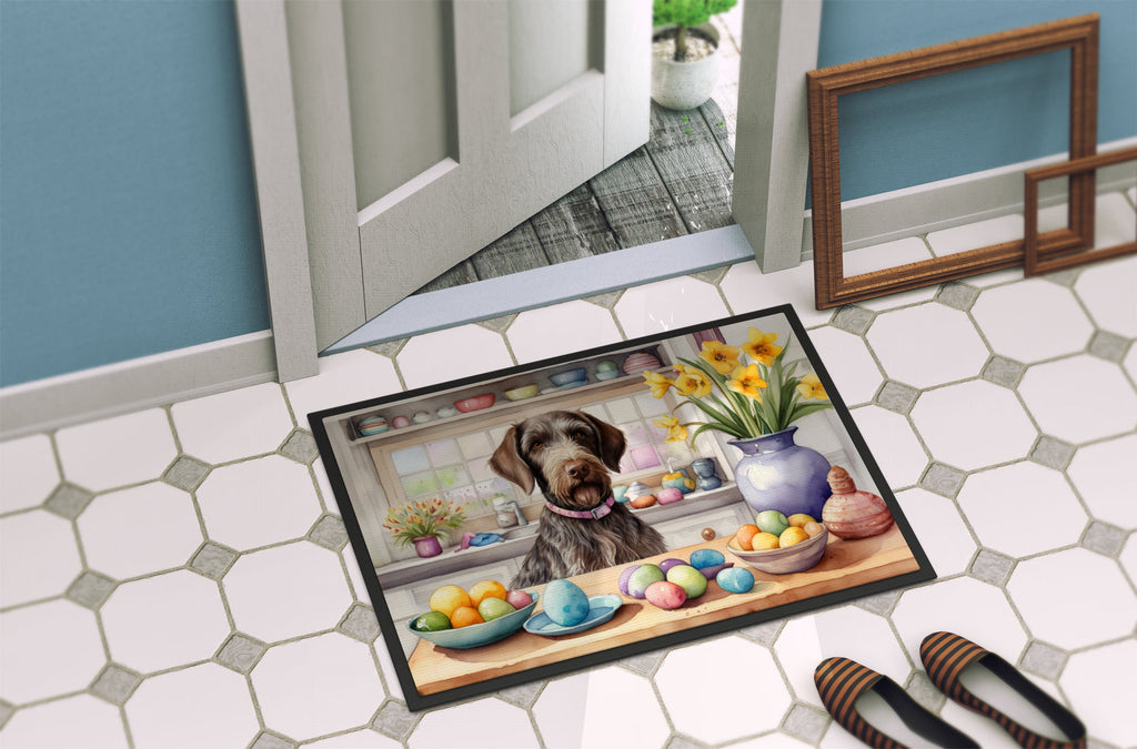Decorating Easter German Wirehaired Pointer Doormat Indoor Outdoor 18H X 27W Front Door Mat Rugs for Entryway, Non Slip Washable
