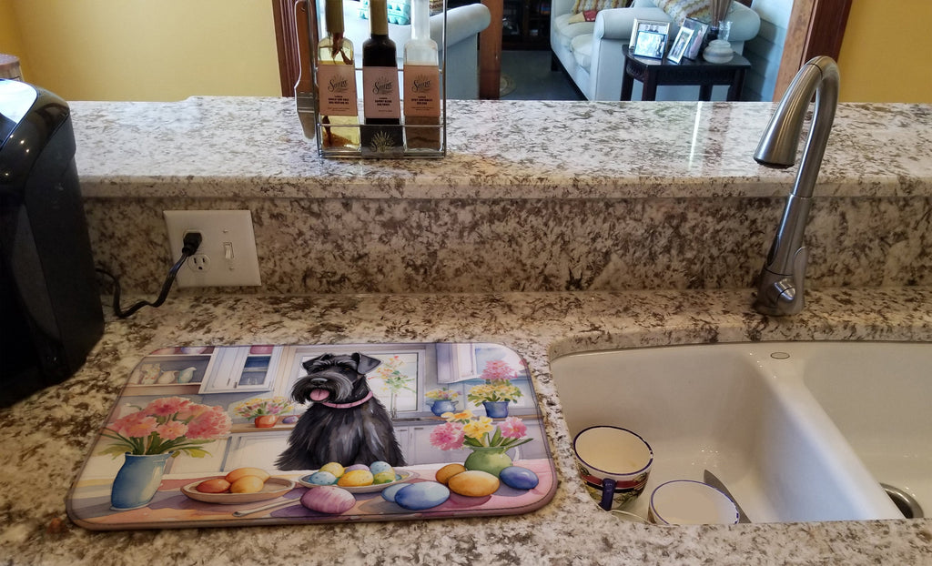 Decorating Easter Giant Schnauzer Dish Drying Mat Absorbent Dish Drying Mat Pad for Kitchen Counter Dish Drainer Mat for Countertop, 14 x 21", Multicolor