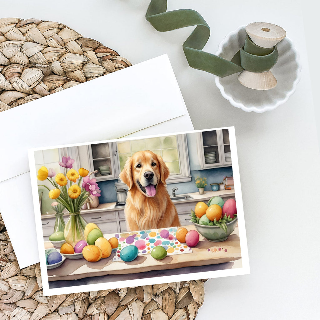 Decorating Easter Golden Retriever Greeting Cards Pack of 8 Blank Cards with Envelopes Whimsical A7 Size 5x7