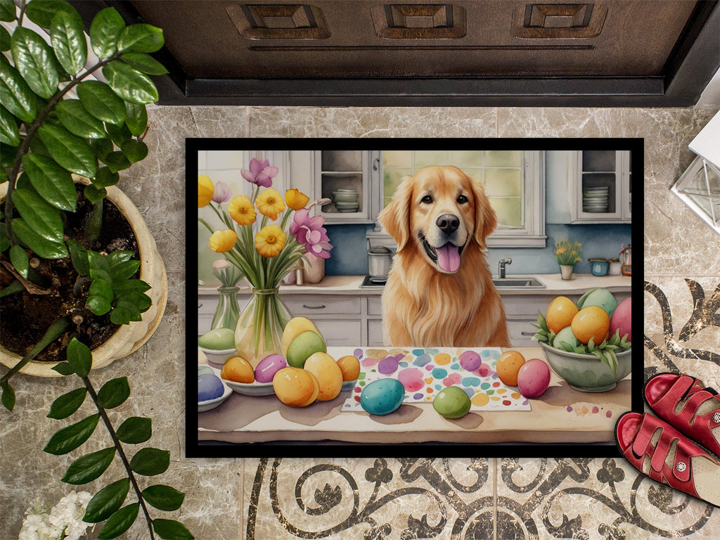 Decorating Easter Golden Retriever Doormat Indoor Outdoor 24H X 36W Front Door Mat Rugs for Entryway, Non Slip Washable Low Pile,
