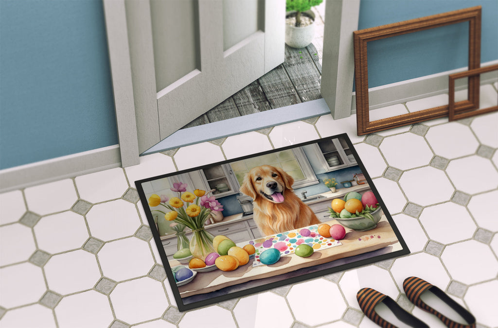 Decorating Easter Golden Retriever Doormat Indoor Outdoor 18H X 27W Front Door Mat Rugs for Entryway, Non Slip Washable
