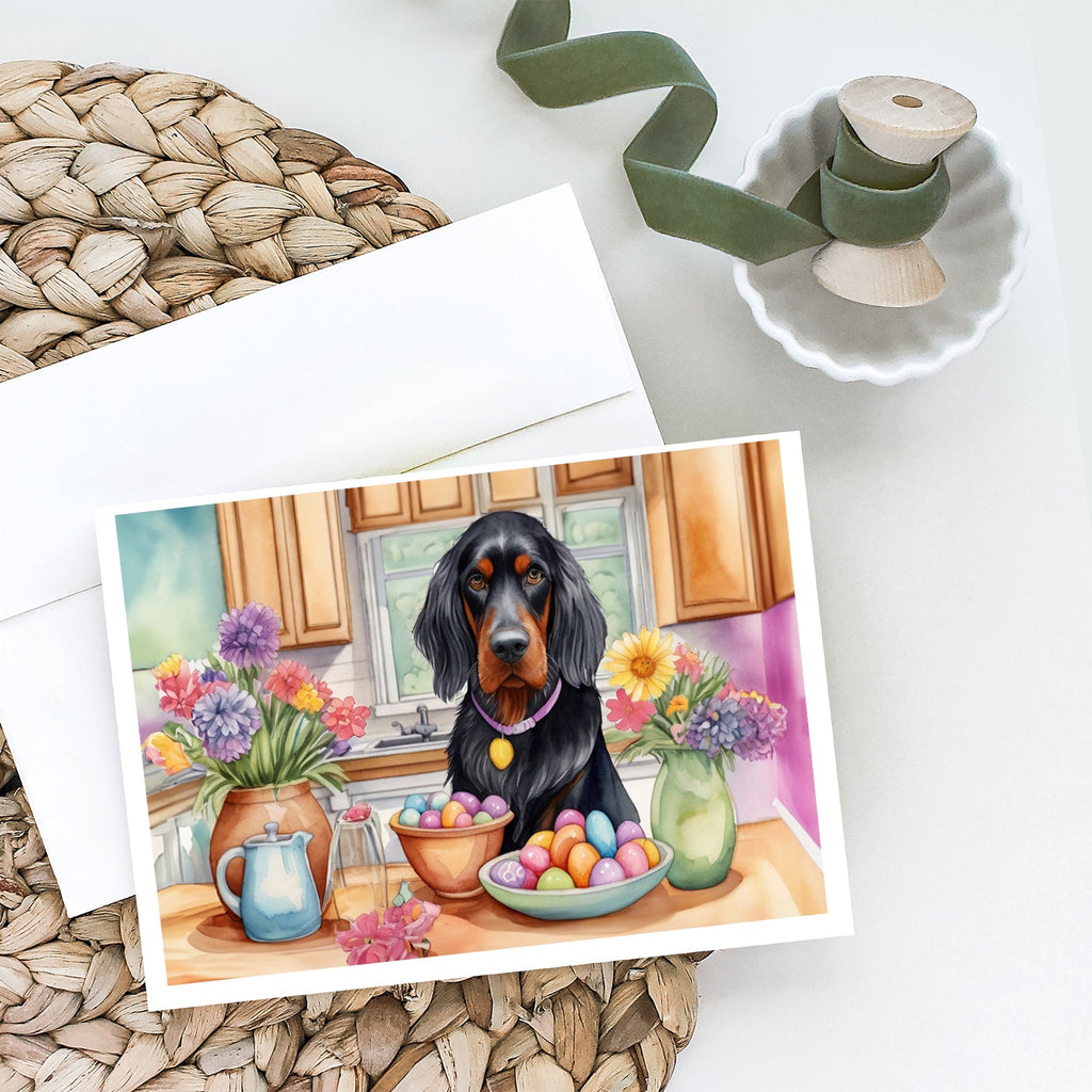 Decorating Easter Gordon Setter Greeting Cards Pack of 8 Blank Cards with Envelopes Whimsical A7 Size 5x7