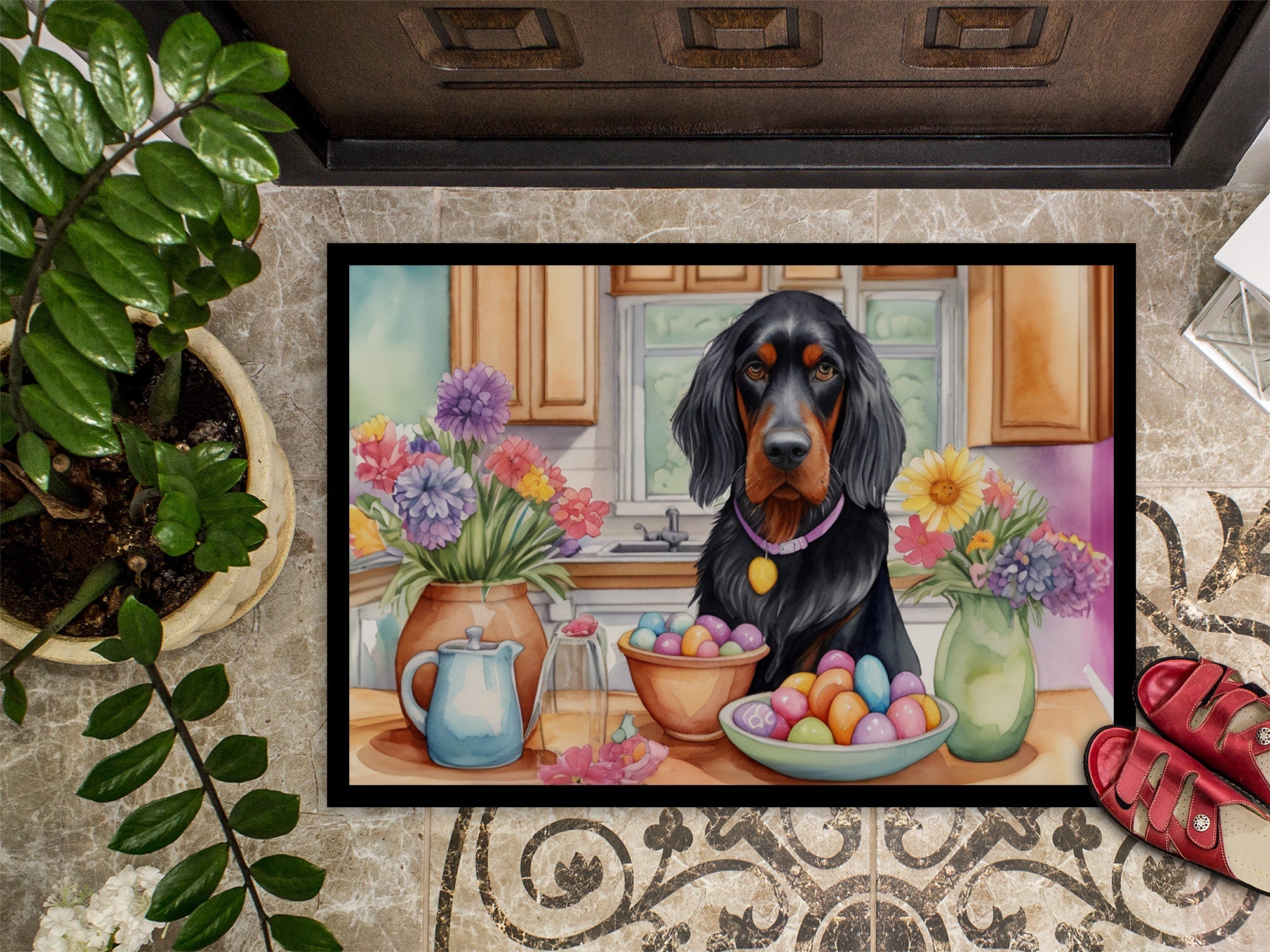 Decorating Easter Gordon Setter Doormat Indoor Outdoor 18H X 27W Front Door Mat Rugs for Entryway, Non Slip Washable