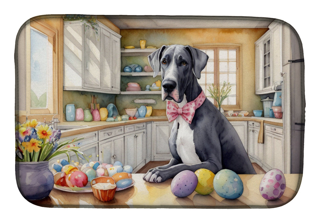 Decorating Easter Great Dane Dish Drying Mat Absorbent Dish Drying Mat Pad for Kitchen Counter Dish Drainer Mat for Countertop, 14 x 21", Multicolor