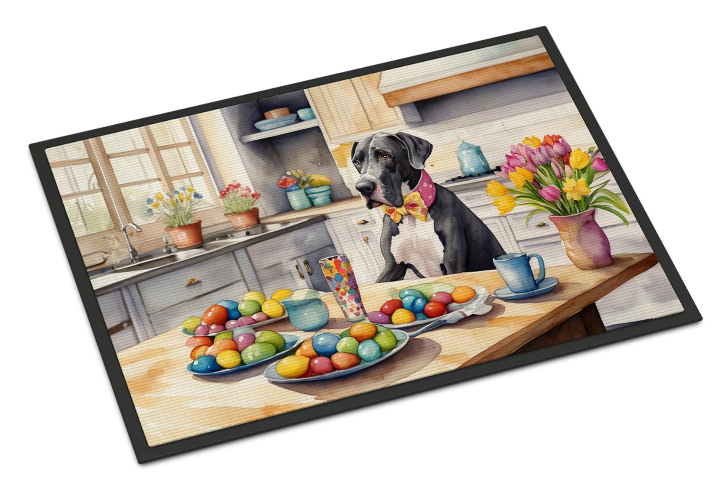 Decorating Easter Great Dane Doormat Indoor Outdoor 24H X 36W Front Door Mat Rugs for Entryway, Non Slip Washable Low Pile,