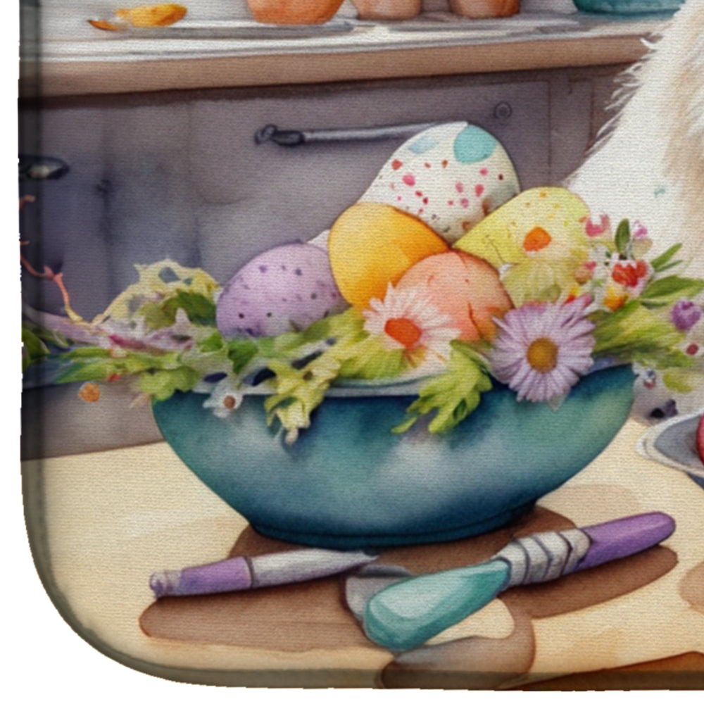 Decorating Easter Great Pyrenees Dish Drying Mat Absorbent Dish Drying Mat Pad for Kitchen Counter Dish Drainer Mat for Countertop, 14 x 21", Multicolor
