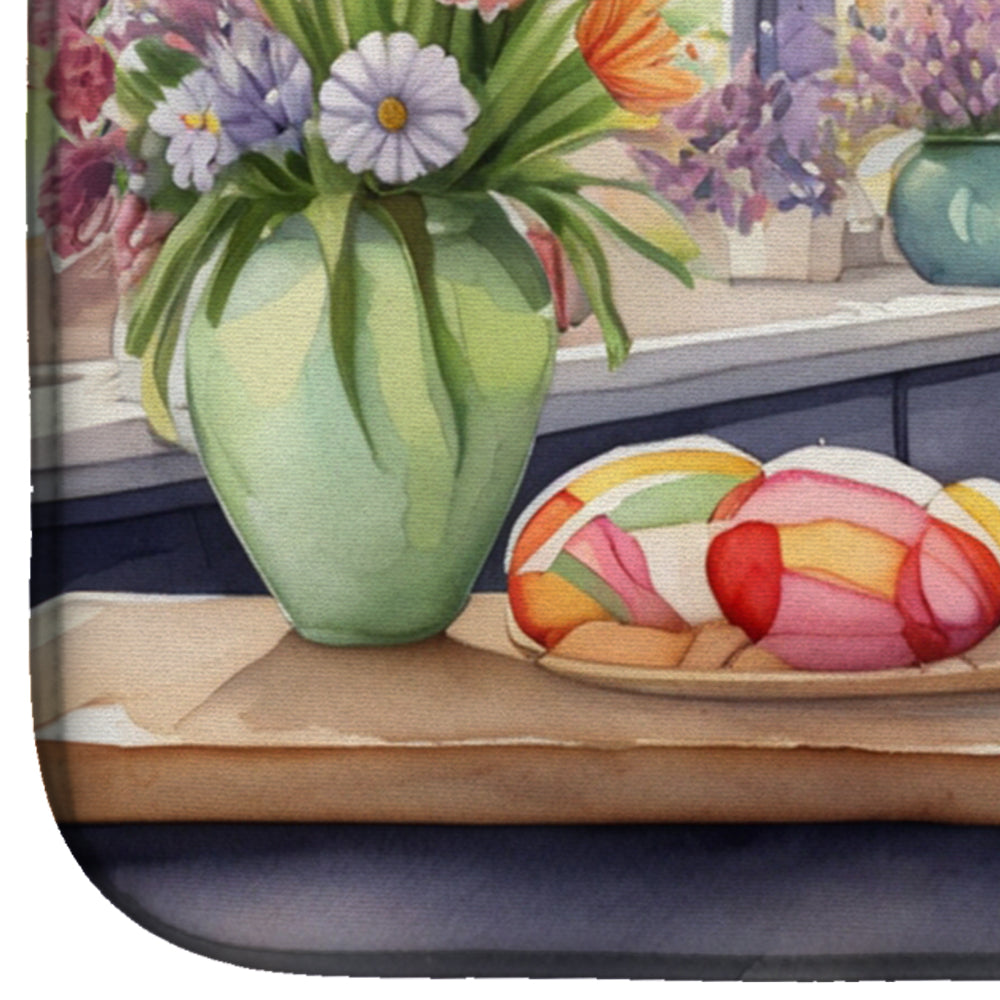 Decorating Easter Greater Swiss Mountain Dog Dish Drying Mat Absorbent Dish Drying Mat Pad for Kitchen Counter Dish Drainer Mat for Countertop, 14 x 21", Multicolor