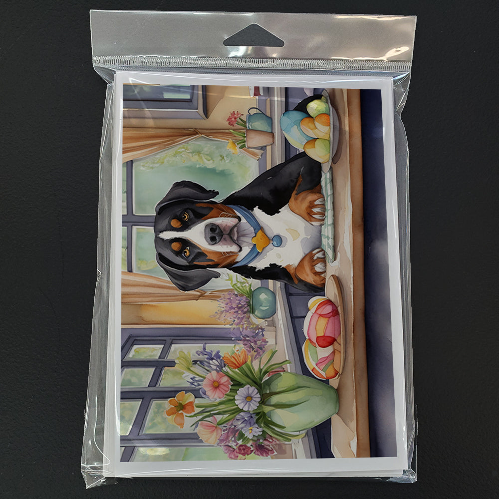 Decorating Easter Greater Swiss Mountain Dog Greeting Cards Pack of 8 Blank Cards with Envelopes Whimsical A7 Size 5x7