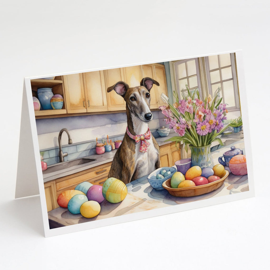 Decorating Easter Greyhound Greeting Cards Pack of 8 Blank Cards with Envelopes Whimsical A7 Size 5x7