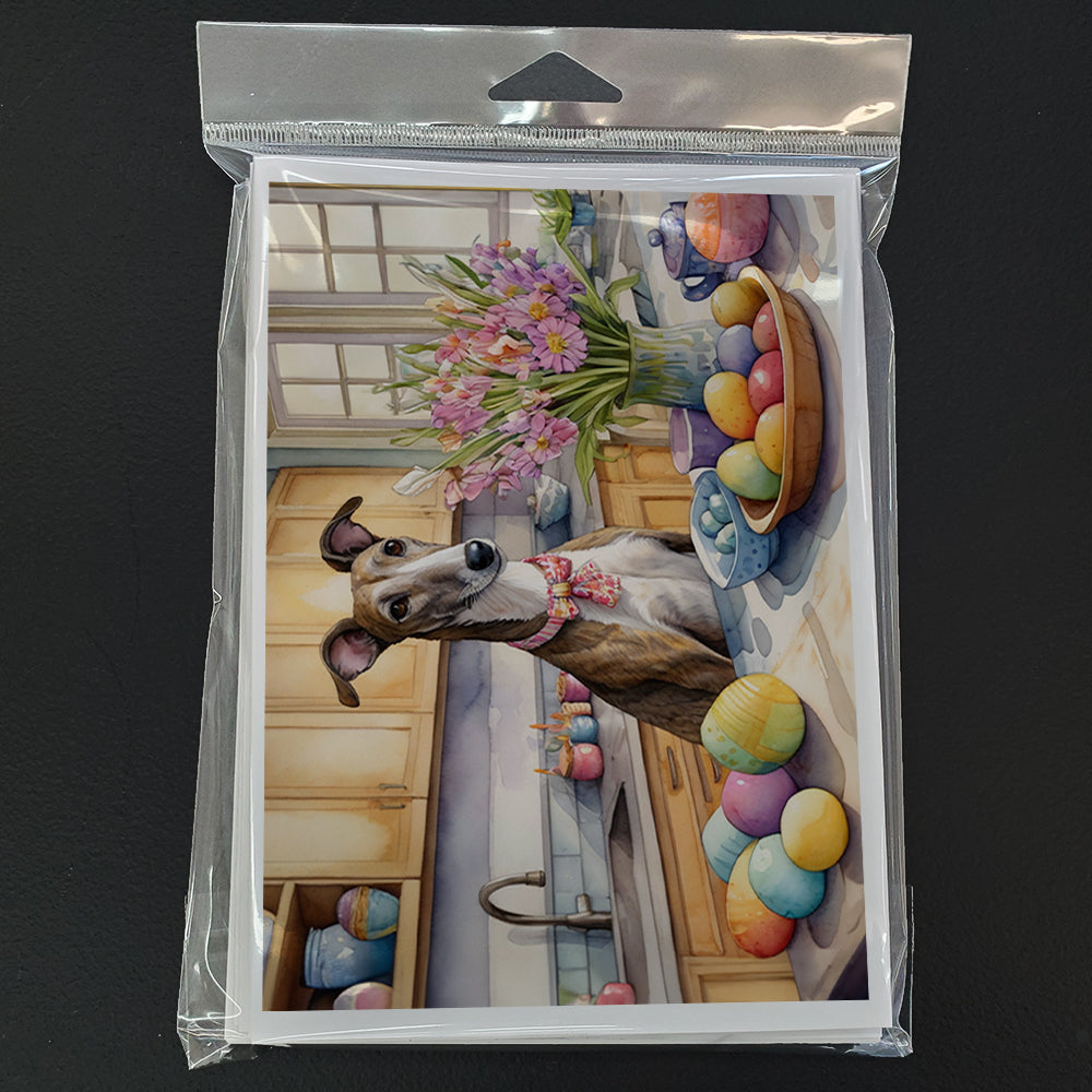 Decorating Easter Greyhound Greeting Cards Pack of 8 Blank Cards with Envelopes Whimsical A7 Size 5x7