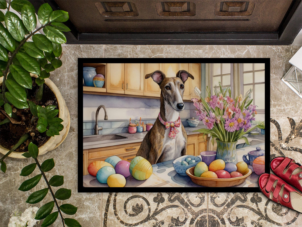 Decorating Easter Greyhound Doormat Indoor Outdoor 24H X 36W Front Door Mat Rugs for Entryway, Non Slip Washable Low Pile,