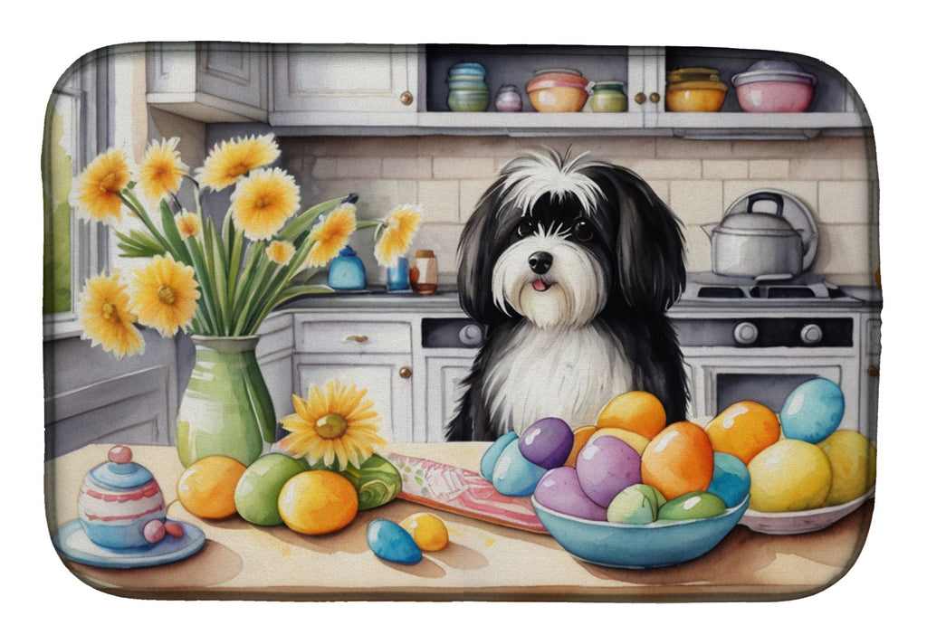 Decorating Easter Havanese Dish Drying Mat Absorbent Dish Drying Mat Pad for Kitchen Counter Dish Drainer Mat for Countertop, 14 x 21", Multicolor