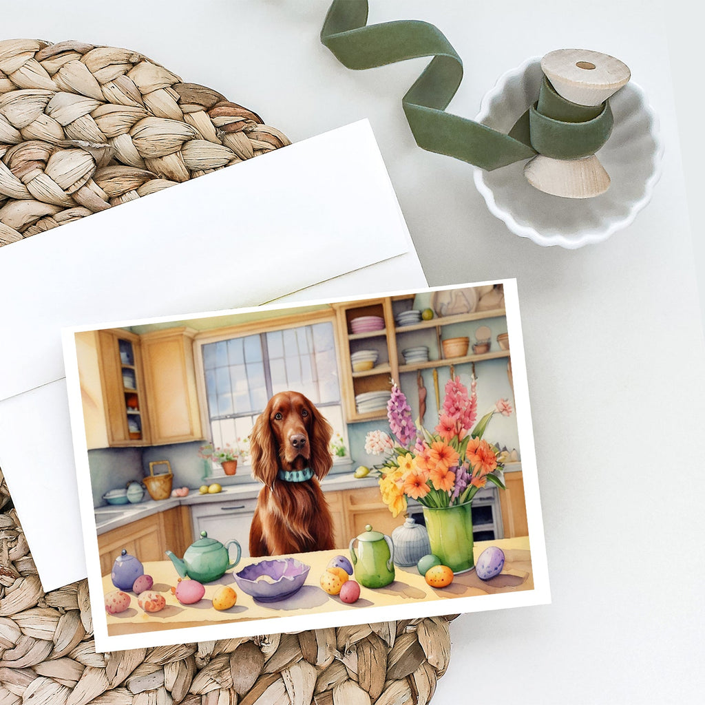 Decorating Easter Irish Setter Greeting Cards Pack of 8 Blank Cards with Envelopes Whimsical A7 Size 5x7
