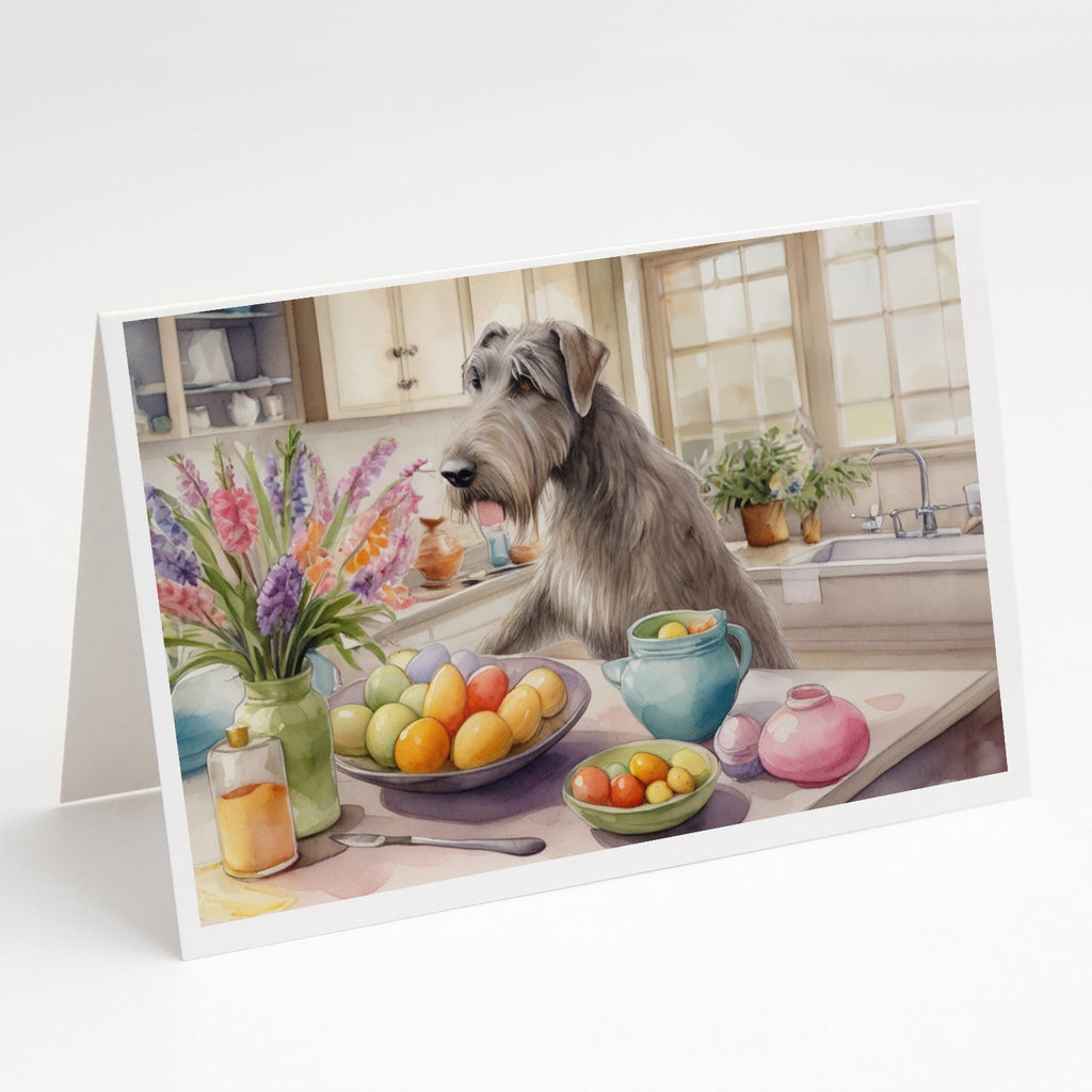 Decorating Easter Irish Wolfhound Greeting Cards Pack of 8 Blank Cards with Envelopes Whimsical A7 Size 5x7