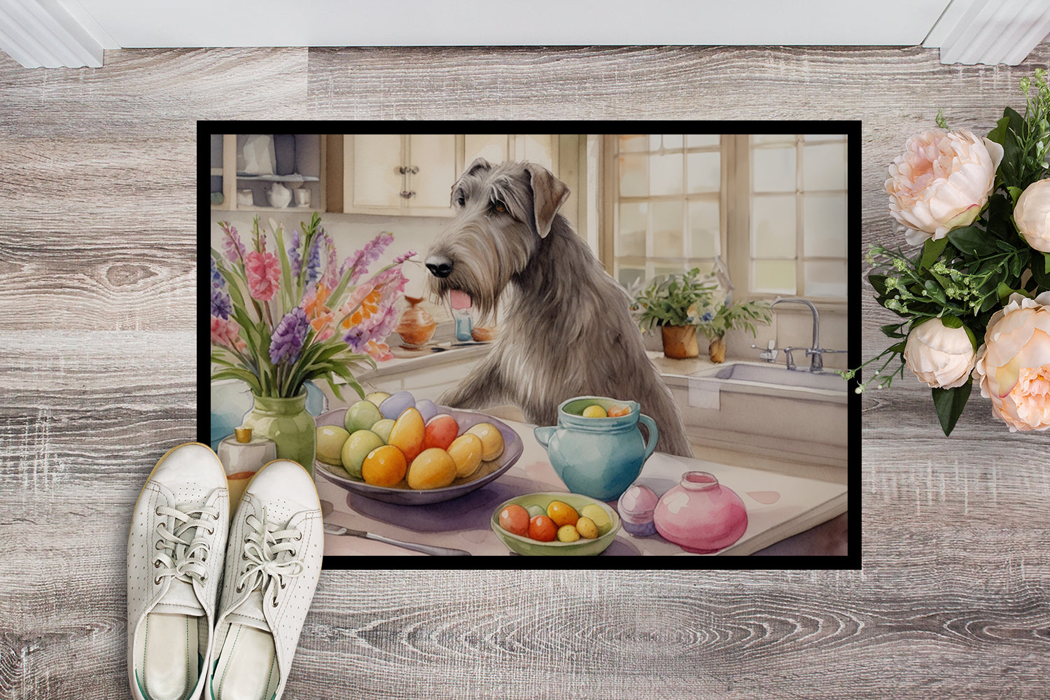 Decorating Easter Irish Wolfhound Doormat Indoor Outdoor 18H X 27W Front Door Mat Rugs for Entryway, Non Slip Washable