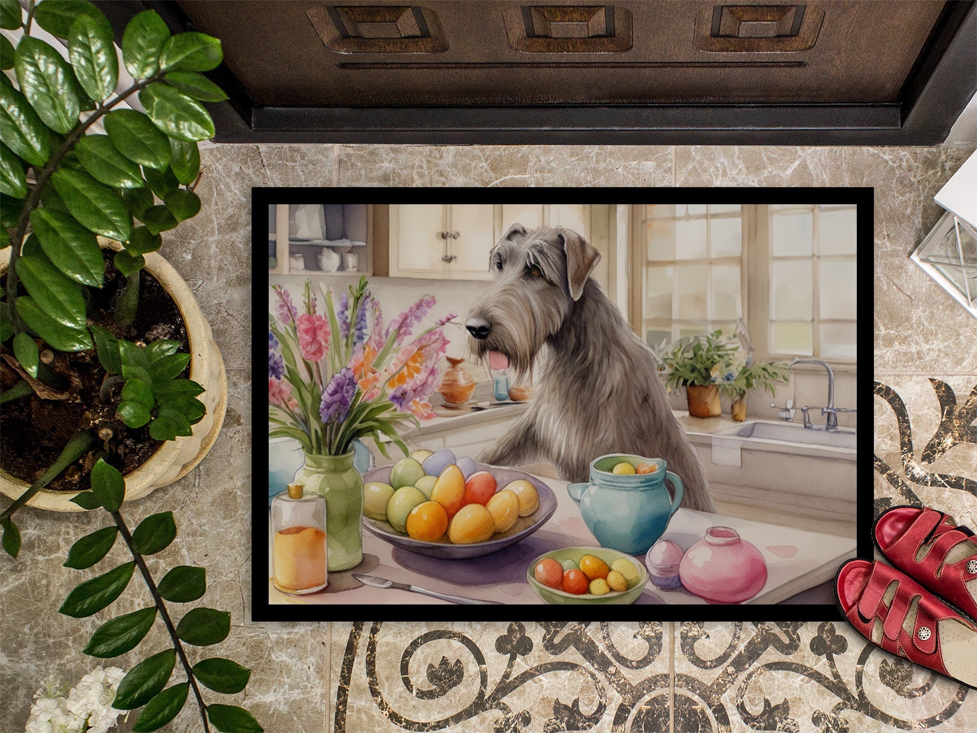 Decorating Easter Irish Wolfhound Doormat Indoor Outdoor 18H X 27W Front Door Mat Rugs for Entryway, Non Slip Washable