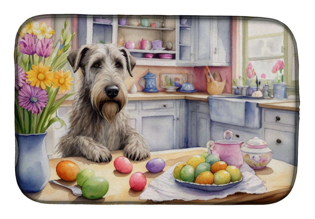 Decorating Easter Irish Wolfhound Dish Drying Mat Absorbent Dish Drying Mat Pad for Kitchen Counter Dish Drainer Mat for Countertop, 14 x 21", Multicolor