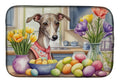 Decorating Easter Italian Greyhound Dish Drying Mat Absorbent Dish Drying Mat Pad for Kitchen Counter Dish Drainer Mat for Countertop, 14 x 21", Multicolor