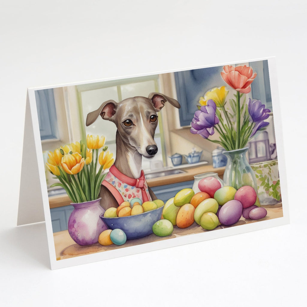 Decorating Easter Italian Greyhound Greeting Cards Pack of 8 Blank Cards with Envelopes Whimsical A7 Size 5x7