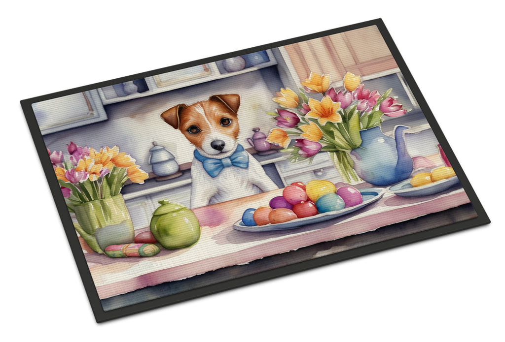 Decorating Easter Jack Russell Terrier Doormat Indoor Outdoor 18H X 27W Front Door Mat Rugs for Entryway, Non Slip Washable