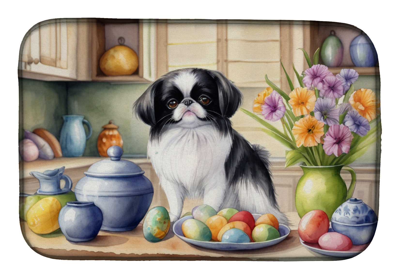 Decorating Easter Japanese Chin Dish Drying Mat Absorbent Dish Drying Mat Pad for Kitchen Counter Dish Drainer Mat for Countertop, 14 x 21", Multicolor