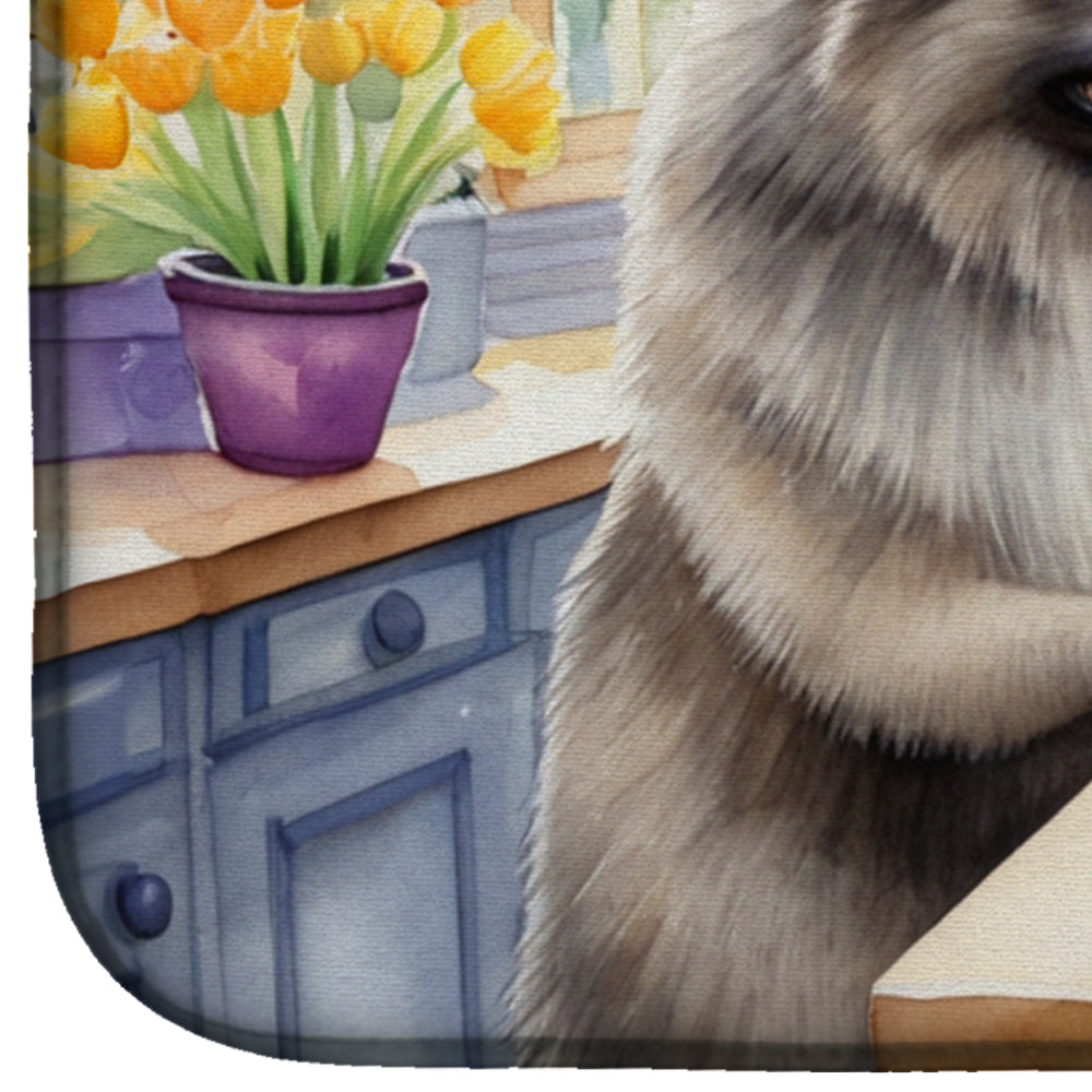 Decorating Easter Keeshond Dish Drying Mat Absorbent Dish Drying Mat Pad for Kitchen Counter Dish Drainer Mat for Countertop, 14 x 21", Multicolor