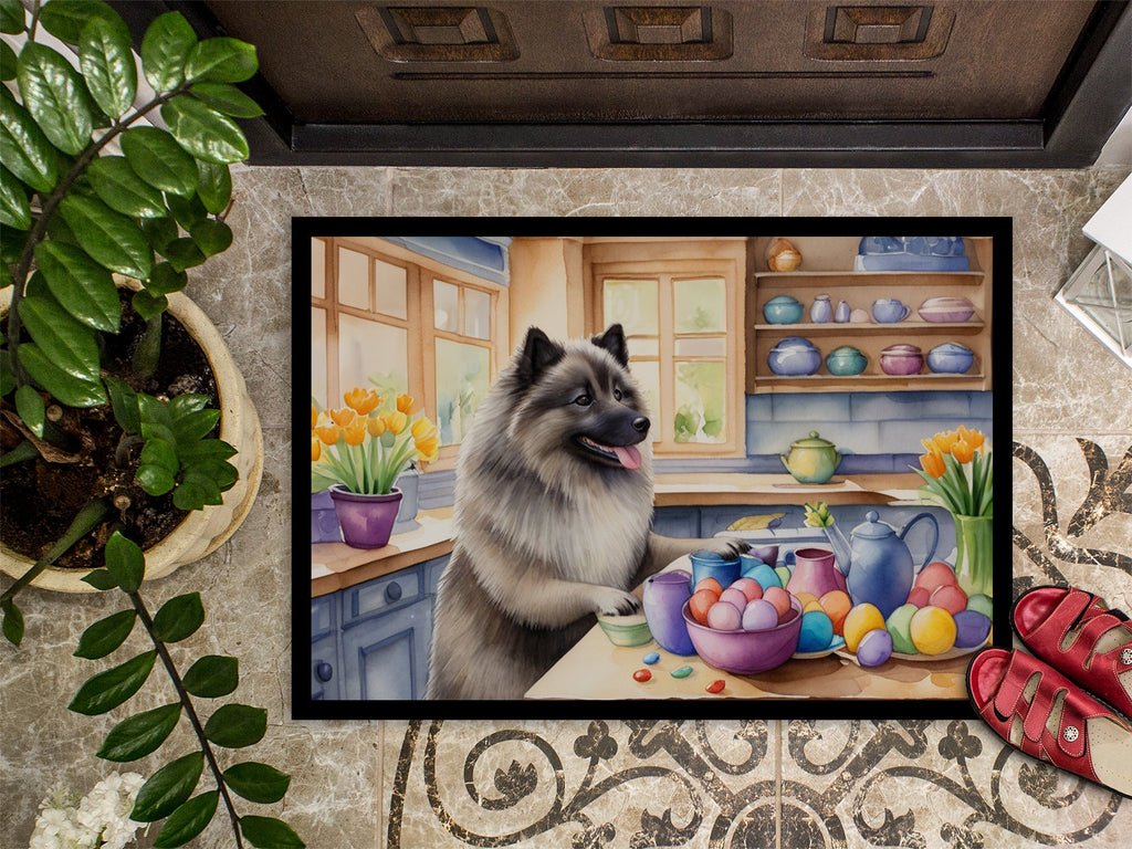 Decorating Easter Keeshond Doormat Indoor Outdoor 18H X 27W Front Door Mat Rugs for Entryway, Non Slip Washable