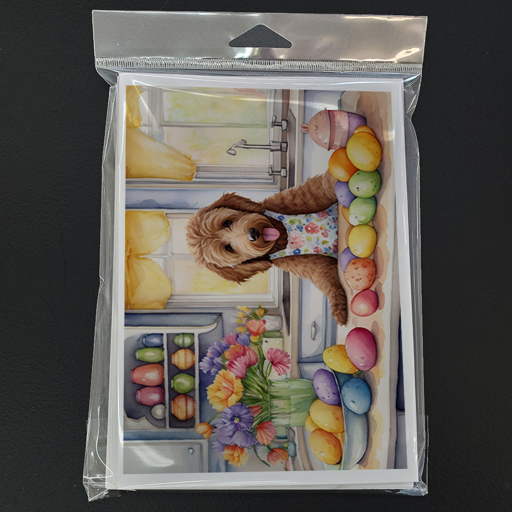 Decorating Easter Labradoodle Greeting Cards Pack of 8 Blank Cards with Envelopes Whimsical A7 Size 5x7