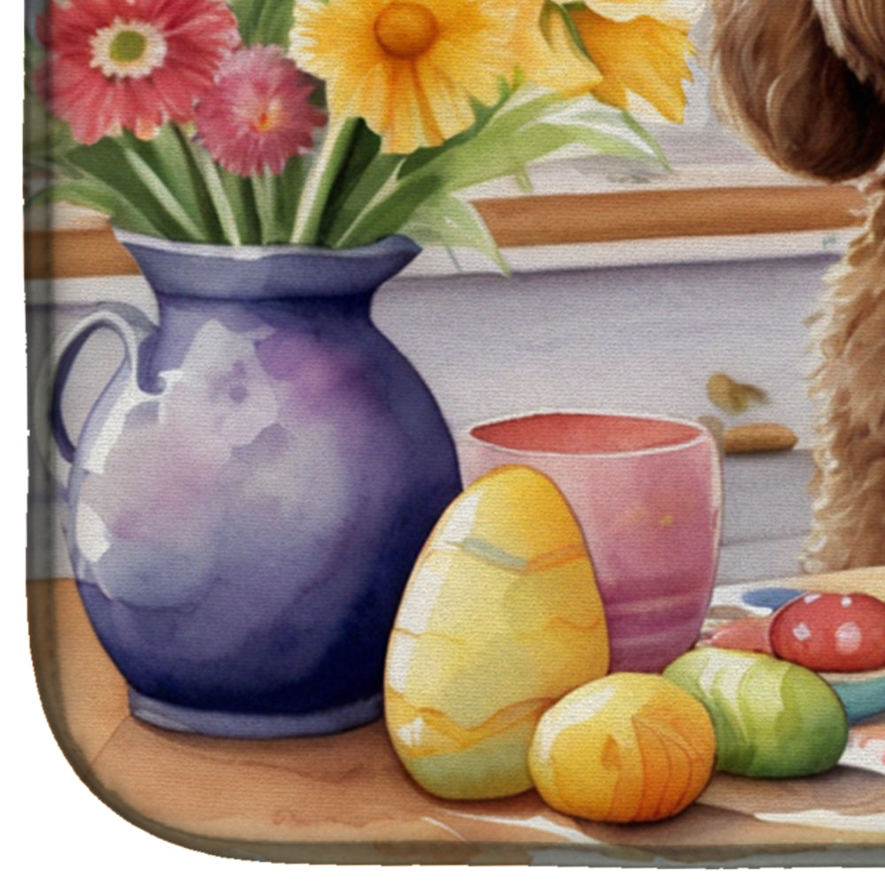 Decorating Easter Labradoodle Dish Drying Mat Absorbent Dish Drying Mat Pad for Kitchen Counter Dish Drainer Mat for Countertop, 14 x 21", Multicolor