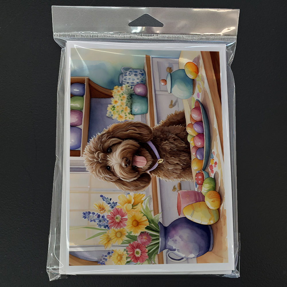 Decorating Easter Labradoodle Greeting Cards Pack of 8 Blank Cards with Envelopes Whimsical A7 Size 5x7