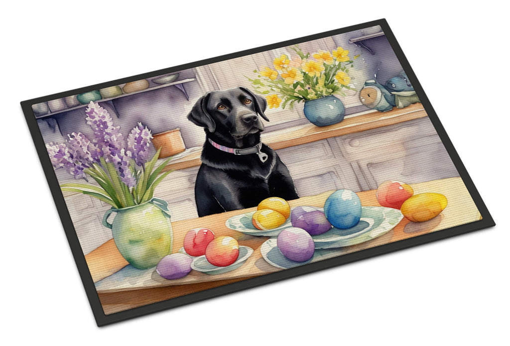 Decorating Easter Black Labrador Retriever Doormat Indoor Outdoor 18H X 27W Front Door Mat Rugs for Entryway, Non Slip Washable
