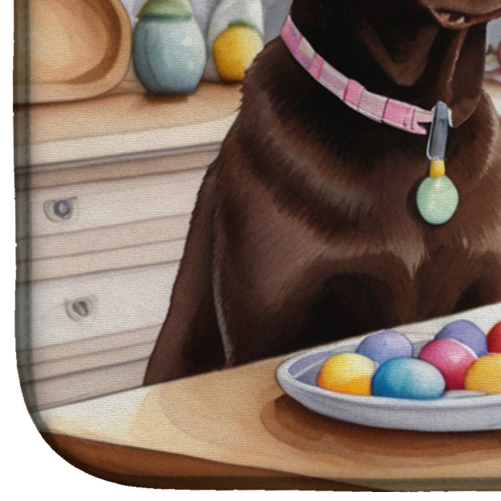 Decorating Easter Chocolate Labrador Retriever Dish Drying Mat Absorbent Dish Drying Mat Pad for Kitchen Counter Dish Drainer Mat for Countertop, 14 x 21", Multicolor