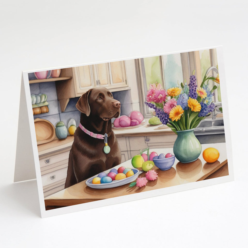 Decorating Easter Chocolate Labrador Retriever Greeting Cards Pack of 8 Blank Cards with Envelopes Whimsical A7 Size 5x7