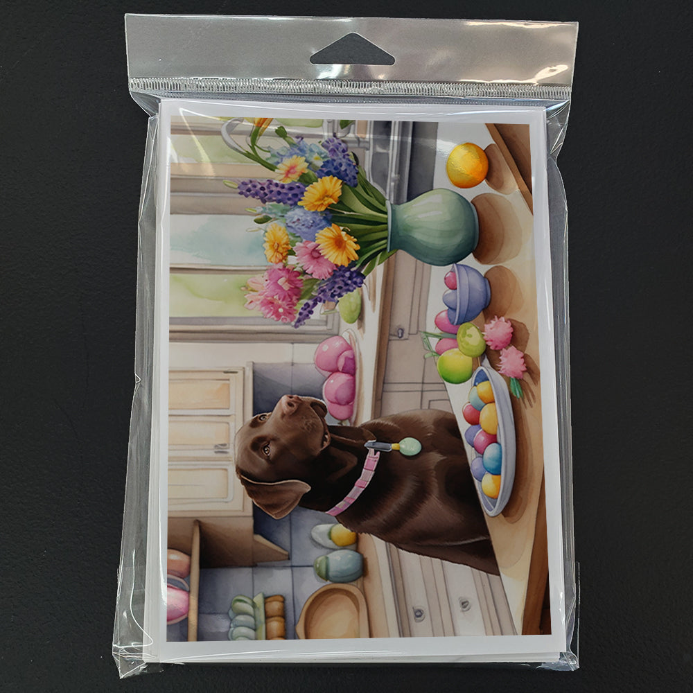 Decorating Easter Chocolate Labrador Retriever Greeting Cards Pack of 8 Blank Cards with Envelopes Whimsical A7 Size 5x7
