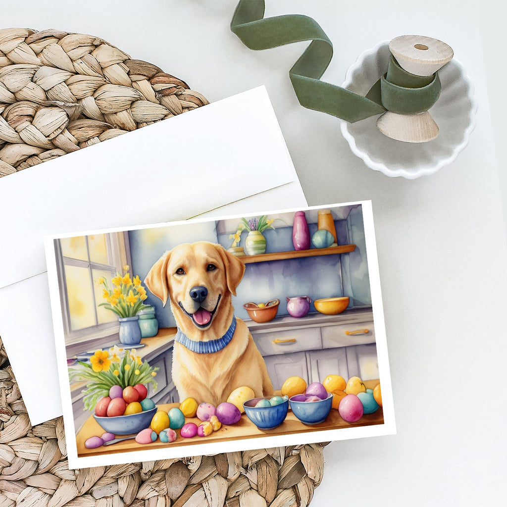 Decorating Easter Yellow Labrador Retriever Greeting Cards Pack of 8 Blank Cards with Envelopes Whimsical A7 Size 5x7