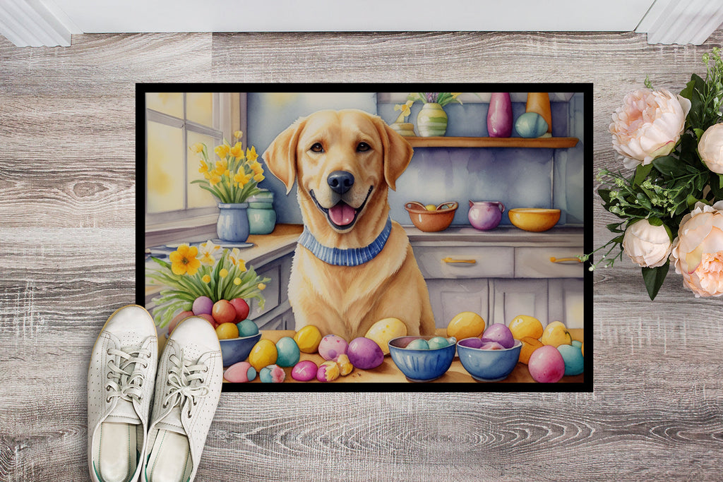 Decorating Easter Yellow Labrador Retriever Doormat Indoor Outdoor 24H X 36W Front Door Mat Rugs for Entryway, Non Slip Washable Low Pile,