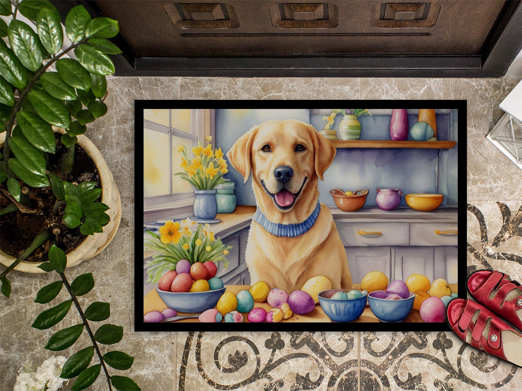 Decorating Easter Yellow Labrador Retriever Doormat Indoor Outdoor 24H X 36W Front Door Mat Rugs for Entryway, Non Slip Washable Low Pile,