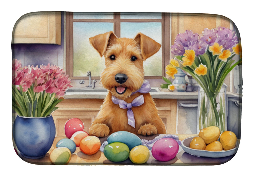 Decorating Easter Lakeland Terrier Dish Drying Mat Absorbent Dish Drying Mat Pad for Kitchen Counter Dish Drainer Mat for Countertop, 14 x 21", Multicolor