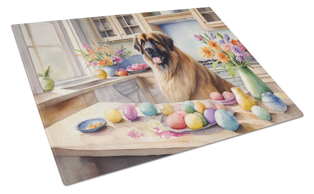 Decorating Easter Leonberger Cutting Board Tempered Glass Kitchen Cutting Surface, Heat Resistant Chopping, Non-Slip Feet, Food Prep & Serving