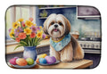 Decorating Easter Lhasa Apso Dish Drying Mat Absorbent Dish Drying Mat Pad for Kitchen Counter Dish Drainer Mat for Countertop, 14 x 21", Multicolor