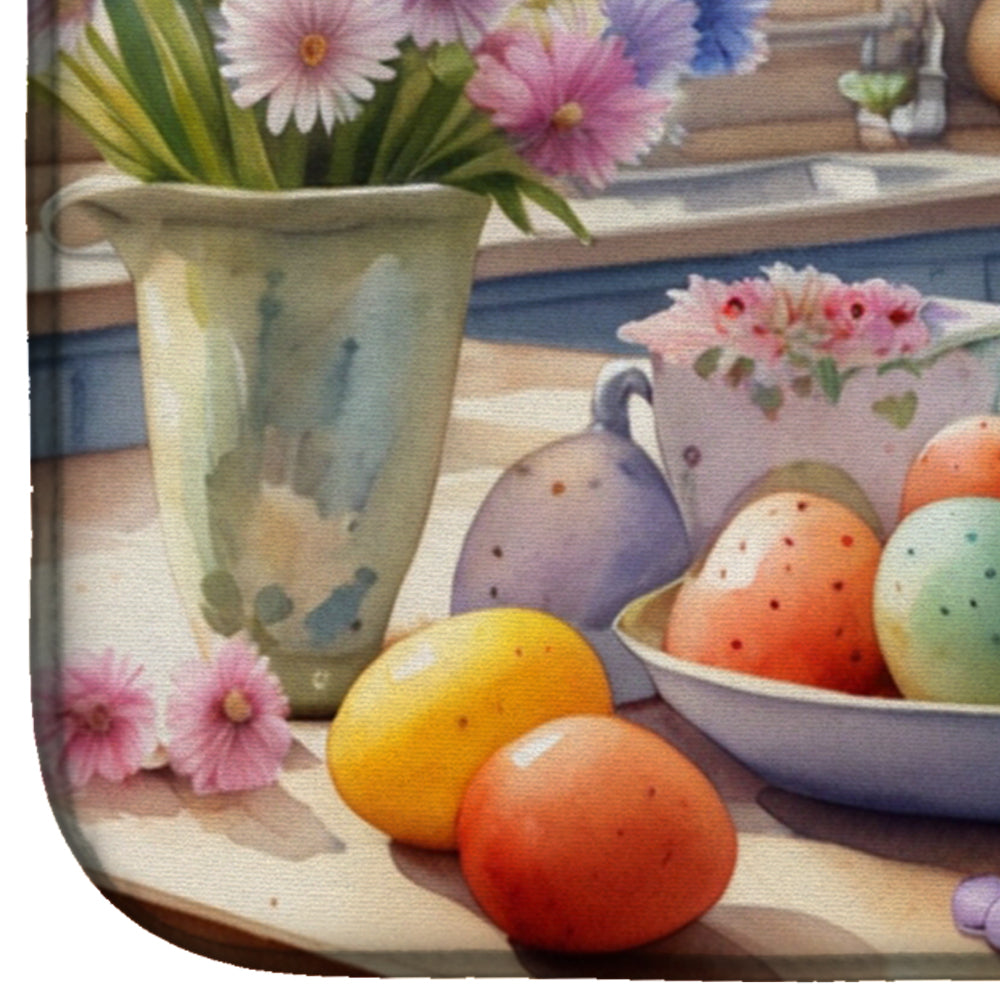 Decorating Easter Maltese Dish Drying Mat Absorbent Dish Drying Mat Pad for Kitchen Counter Dish Drainer Mat for Countertop, 14 x 21", Multicolor