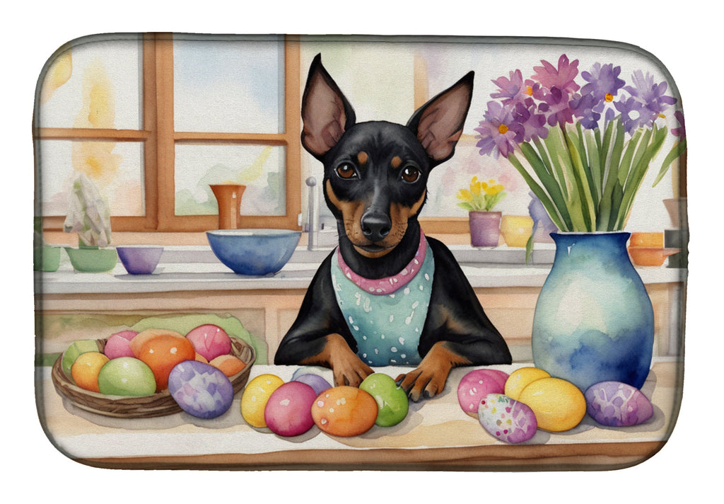 Decorating Easter Manchester Terrier Dish Drying Mat Absorbent Dish Drying Mat Pad for Kitchen Counter Dish Drainer Mat for Countertop, 14 x 21", Multicolor